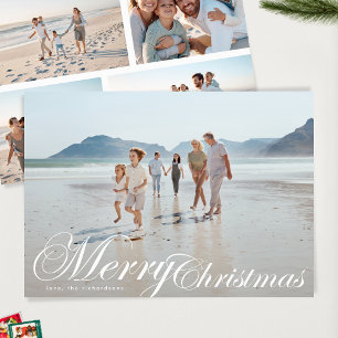 Cartes Pour Fêtes Annuelles Typographie classique élégante 5 Photo Joyeux Noël