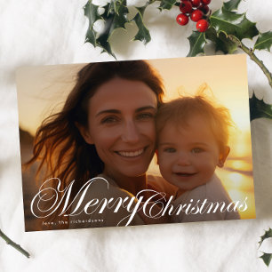 Cartes Pour Fêtes Annuelles Typographie classique élégante Photo Joyeux Noël