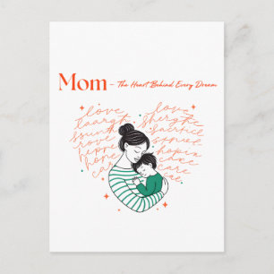 Cartes Pour Fêtes Annuelles Typographie de l'amour du cœur de maman Art de la