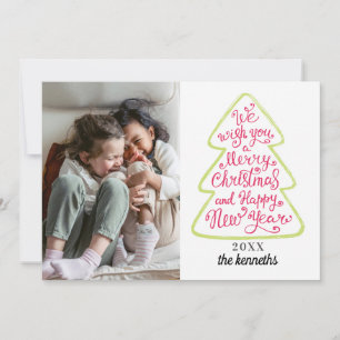 Cartes Pour Fêtes Annuelles Typographie de l'arbre de Noël Photocard de vacanc