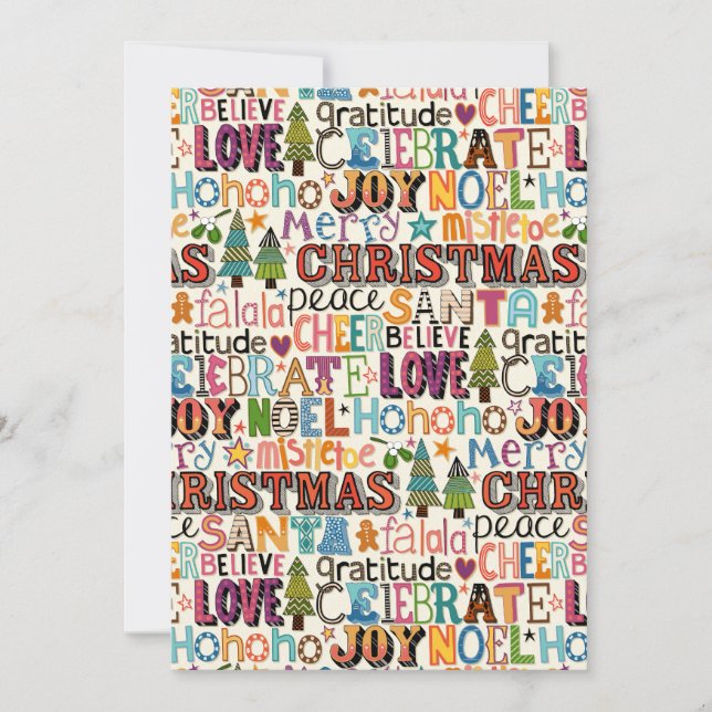 Cartes Pour Fêtes Annuelles typographie de noël (Devant)