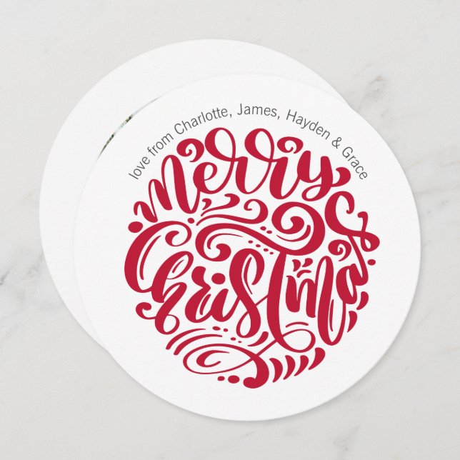 Cartes Pour Fêtes Annuelles Typographie de Noël rouge Photo personnalisée (Devant / Derrière)