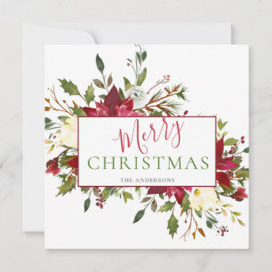 Cartes Pour Fêtes Annuelles Typographie de Noël Rustique Floral