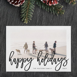 Cartes Pour Fêtes Annuelles Typographie de script de pinceau gras Noël Photo J