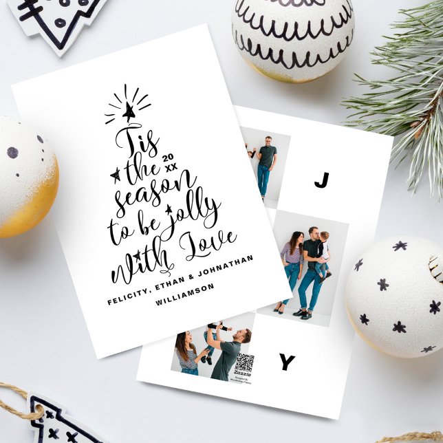 Cartes Pour Fêtes Annuelles Typographie de script moderne photo d'arbre de Noë (Modern Script Typography Christmas Tree Photo Holiday Card)