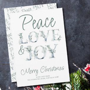 Cartes Pour Fêtes Annuelles Typographie décorative de Noël Paix Amour & Joie