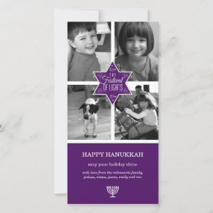 Cartes Pour Fêtes Annuelles Typographie décorative Purple Star Hanoukka