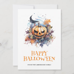 Cartes Pour Fêtes Annuelles Typographie déplaisante Citrouille Happy Halloween