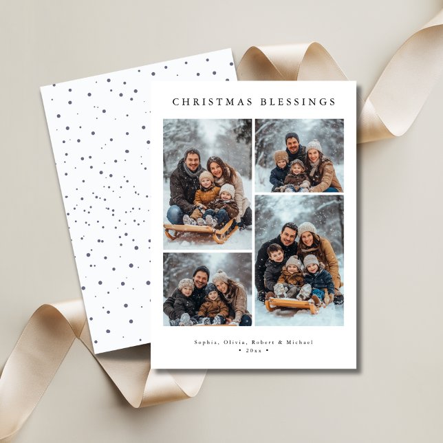 Cartes Pour Fêtes Annuelles Typographie des chutes de neige Bénédictions de No (Créateur téléchargé)