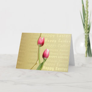 Cartes Pour Fêtes Annuelles Typographie d'or des Tulipes de Pâques