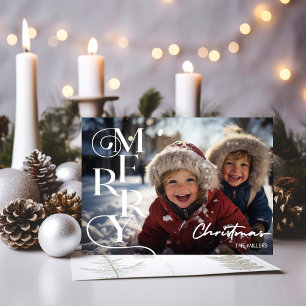 Cartes Pour Fêtes Annuelles Typographie du script de Noël Joyeux moderne 1 Pho