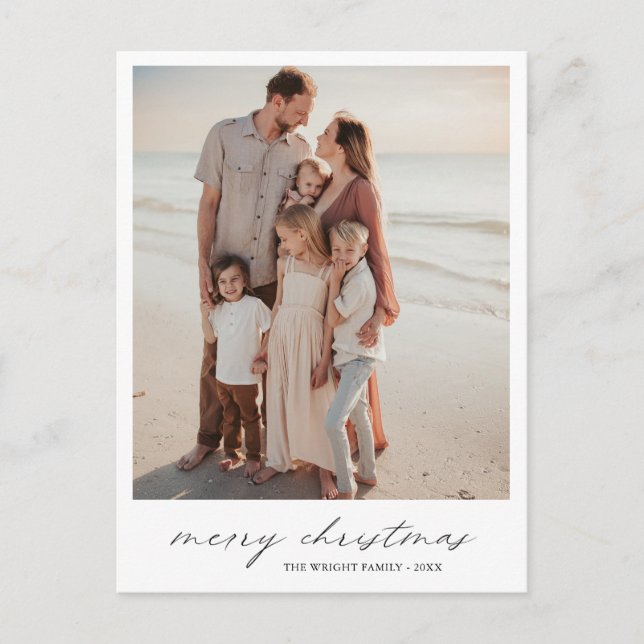 Cartes Pour Fêtes Annuelles Typographie élégante Photo Noël moderne (Devant)