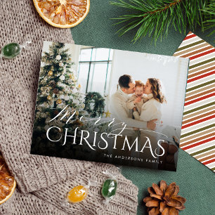 Cartes Pour Fêtes Annuelles Typographie élégante rayée Joyeux Noël Photo