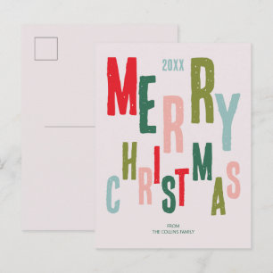 Cartes Pour Fêtes Annuelles Typographie festive colorée moderne Joyeux Noël
