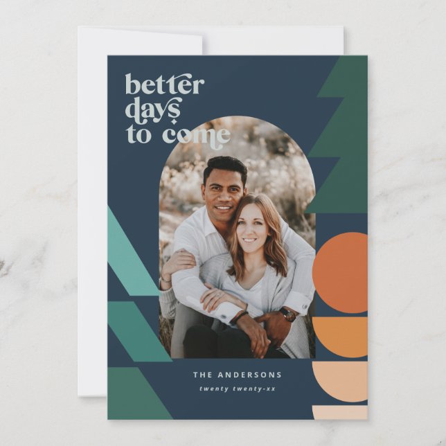 Cartes Pour Fêtes Annuelles Typographie géométrique abstraite moderne photo de (Devant)