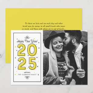 Cartes Pour Fêtes Annuelles Typographie géométrique jaune 2025 Nouvel An