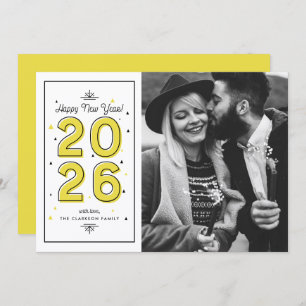 Cartes Pour Fêtes Annuelles Typographie géométrique jaune 2025 Nouvel An