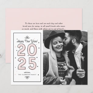 Cartes Pour Fêtes Annuelles Typographie géométrique rose clair 2025 Nouvel An