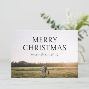 Cartes Pour Fêtes Annuelles Typographie Gras Minimaliste Photo Noël Élégant