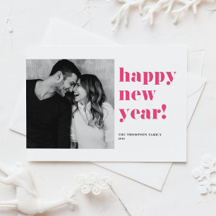 Cartes Pour Fêtes Annuelles Typographie Gras Rose Chaud Photo Bonne Année