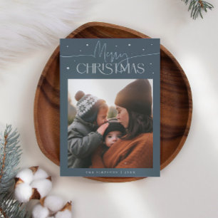 Cartes Pour Fêtes Annuelles Typographie Joyeux Noël Bleu Ardoise Photo