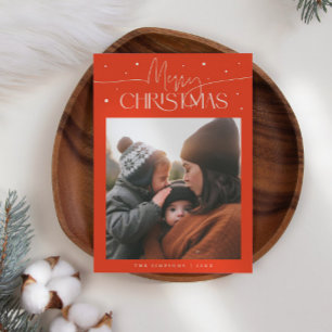 Cartes Pour Fêtes Annuelles Typographie Joyeux Noël Photo Rouge