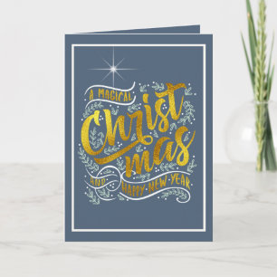 Cartes Pour Fêtes Annuelles Typographie magique de Noël Photo Gold ID441