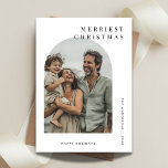 Cartes Pour Fêtes Annuelles Typographie Merriest Christmas Family Arche Photo<br><div class="desc">Célébrez Noël avec un carte photo d'arc unique avec typographie les plus jolies salutations de Noël! Cette carte moderne et minimaliste capte les sourires d’enfants mignons et les moments de famille amusants, ce qui en fait l’endroit idéal pour partager des voeux de vacances chrétiennes avec un budget limité. Une façon...</div>
