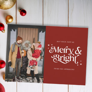 Cartes Pour Fêtes Annuelles Typographie Merry & Bright Photo Christmas
