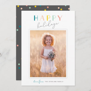 Cartes Pour Fêtes Annuelles Typographie mignonne "Joyeuses fêtes" Rainbow Phot