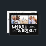 Cartes Pour Fêtes Annuelles Typographie minimale moderne 3 photo Noël fun<br><div class="desc">Tout n'est peut-être pas calme mais tout peut encore être lumineux avec cette carte de Noël moderne et colorée amusante. Avec espace pour 3 photos carrés,  disponibles dans une sélection de couleurs.</div>