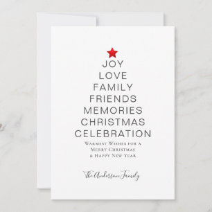 Cartes Pour Fêtes Annuelles Typographie minimaliste Arbre de Noël Rouge