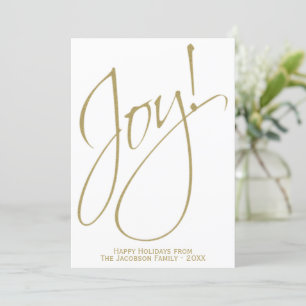 Cartes Pour Fêtes Annuelles Typographie minimaliste Gold Script Simple Joie