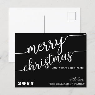 Cartes Pour Fêtes Annuelles Typographie minimaliste Joyeux Noël chic