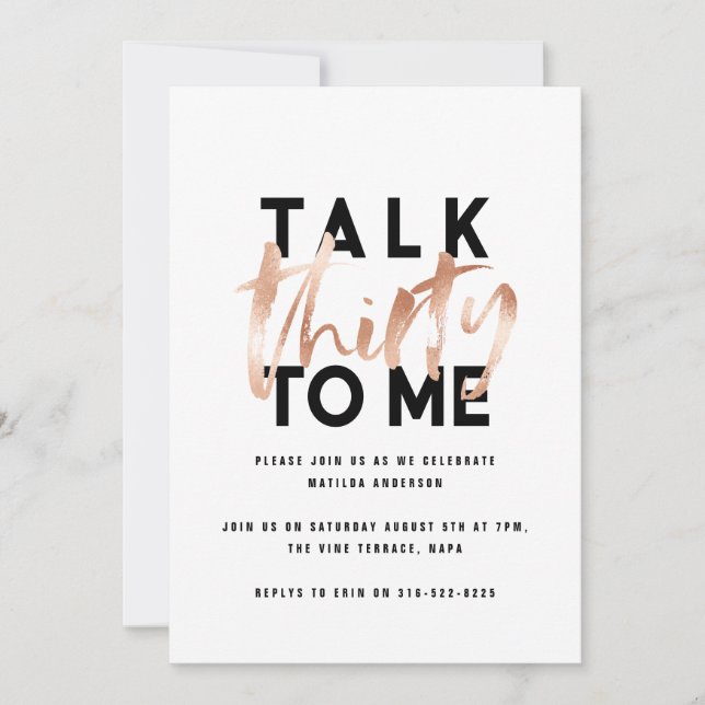 Cartes Pour Fêtes Annuelles Typographie minimaliste moderne poutre or rose 30è (Devant)