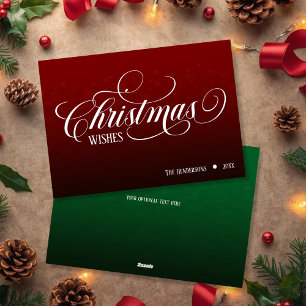 Cartes Pour Fêtes Annuelles Typographie minimaliste simple rouge vert dégradé