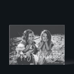 Cartes Pour Fêtes Annuelles Typographie minimaliste superposée Photo Hanukkah<br><div class="desc">Typographie de script blanc minimaliste superposée Photo Carte de vœux joyeux Hanukkah</div>