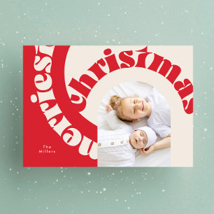 Cartes Pour Fêtes Annuelles Typographie moderne en gras rouge Noël une photo