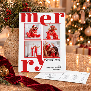 Cartes Pour Fêtes Annuelles Typographie moderne et grasse rouge 4 Photo Joyeux