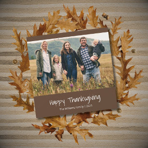 Cartes Pour Fêtes Annuelles Typographie moderne Famille Photo Thanksgiving