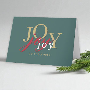 Cartes Pour Fêtes Annuelles Typographie moderne Joie au monde Noël