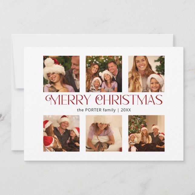 Cartes Pour Fêtes Annuelles Typographie moderne Joyeux Noël Multi-Photo (Devant)