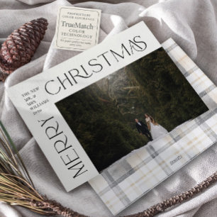 Cartes Pour Fêtes Annuelles Typographie moderne Joyeux Noël Photo Plaid