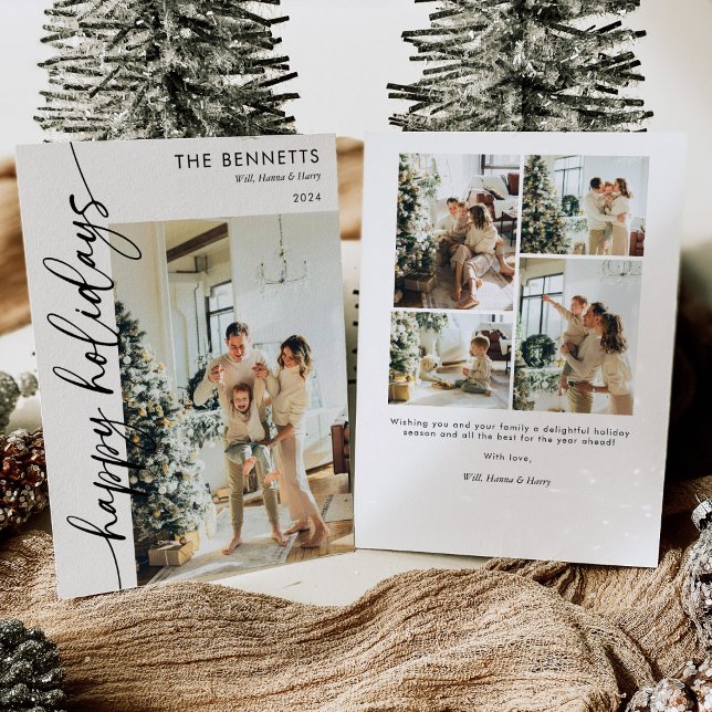 Cartes Pour Fêtes Annuelles Typographie moderne Joyeux Vacances Une photo (Créateur téléchargé)