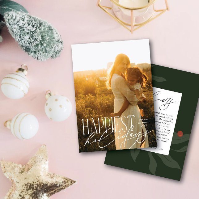 Cartes Pour Fêtes Annuelles Typographie moderne Joyeux Vacances Une photo (Créateur téléchargé)