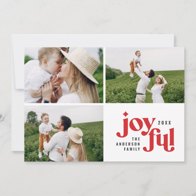 Cartes Pour Fêtes Annuelles Typographie moderne multi photo de Noël (Devant)