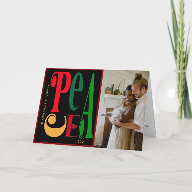 Cartes Pour Fêtes Annuelles Typographie moderne PAIX Photo Holiday (Devant)