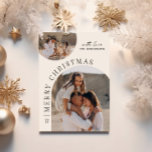 Cartes Pour Fêtes Annuelles Typographie moderne photo collage Noël<br><div class="desc">Carte de vacances de Noël de montage photo minimaliste moderne de forme abstraite. Audacieux sur la conception des tendances. Une partie d'une collection de vacances.</div>