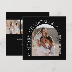 Cartes Pour Fêtes Annuelles Typographie moderne photo collage noir Noël
