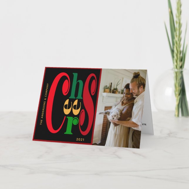 Cartes Pour Fêtes Annuelles Typographie Moderne Photo de Vacances Félicitation (Devant)